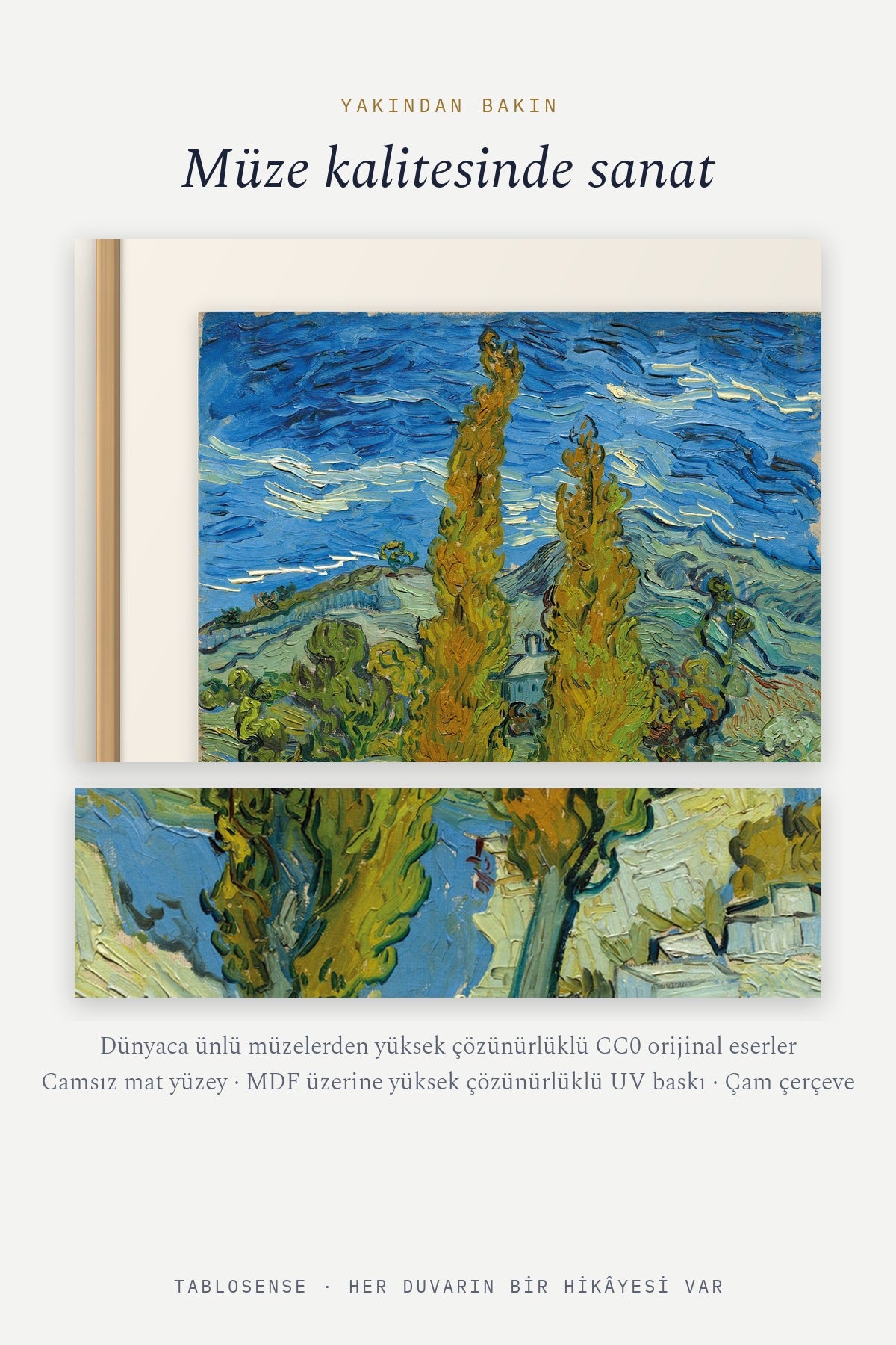 Van Gogh · İki Kavak (Saint-Rémy) Tablo yakından detay
