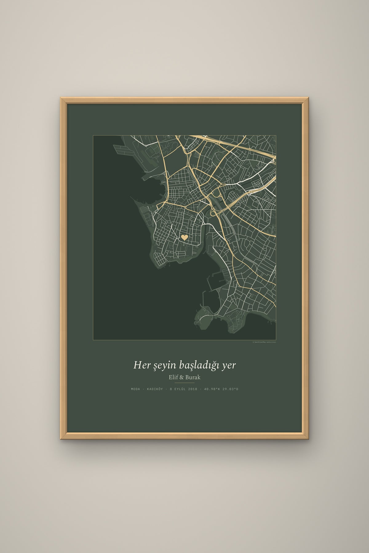 Kişiye Özel Şehir Haritası Tablo, çerçeve ve tema seçeneği