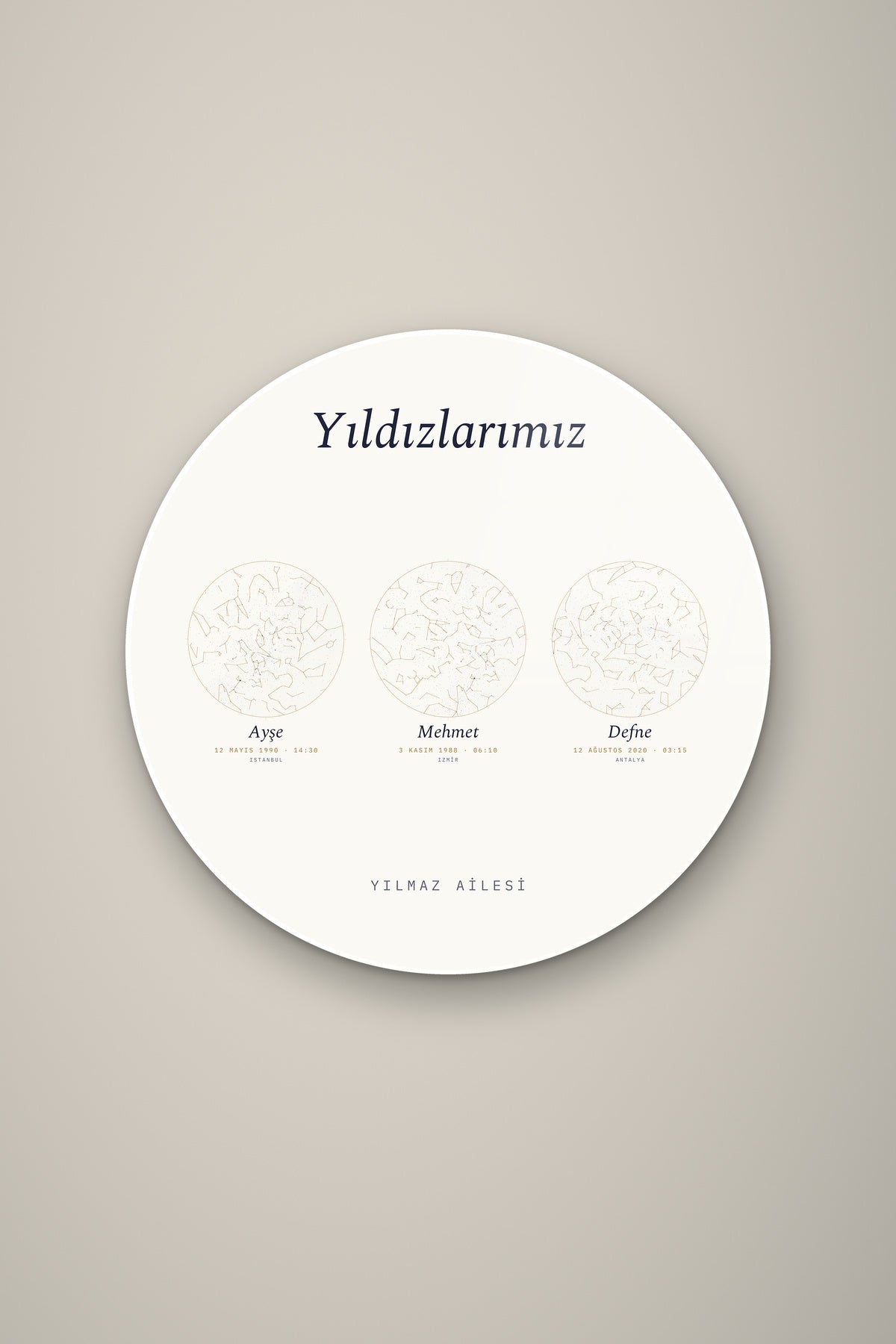 Kişiye Özel Aile Yıldız Haritası Tablo, çerçeve ve tema seçeneği