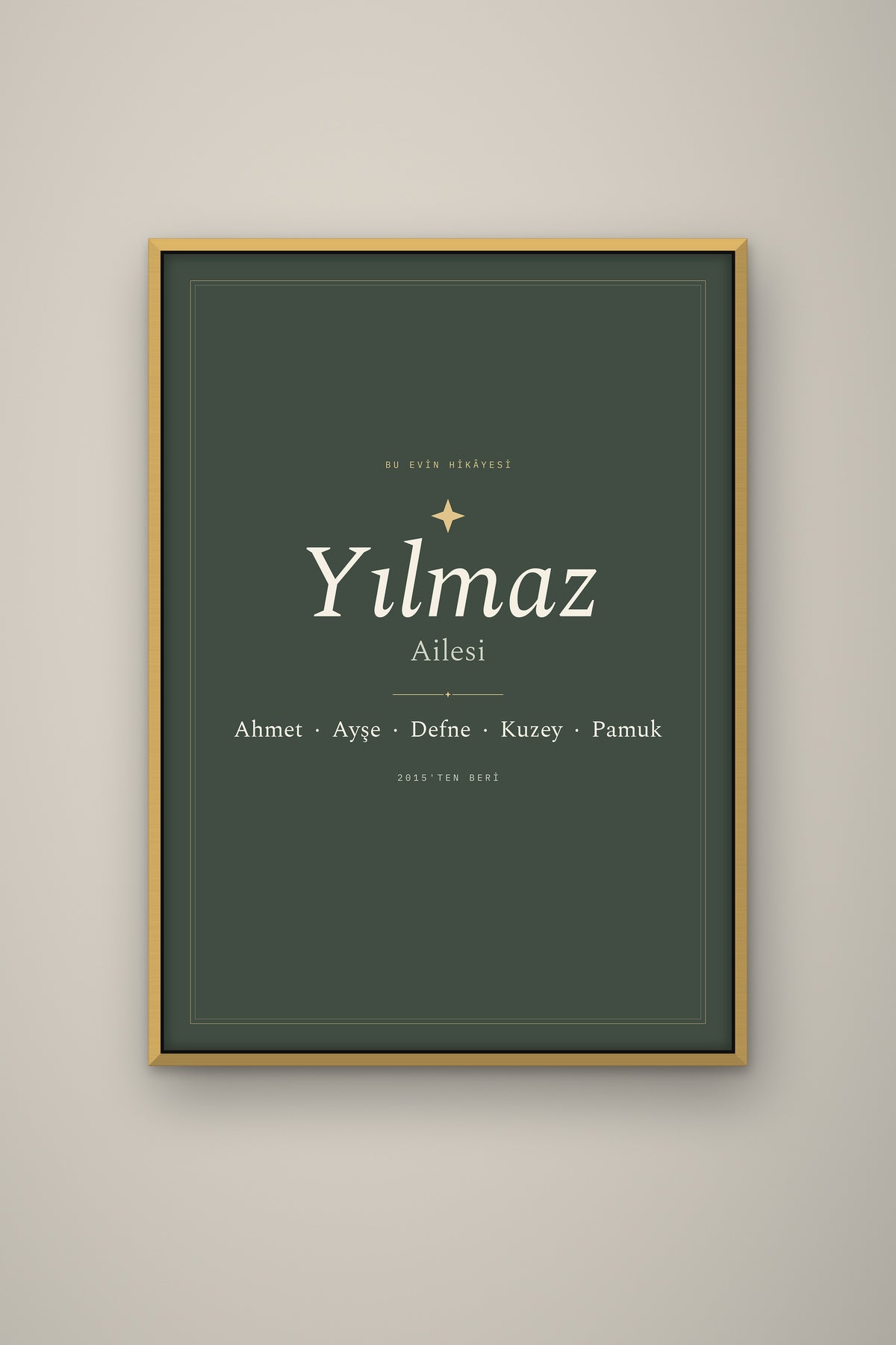 Kişiye Özel Aile İsim Tablosu, çerçeve ve tema seçeneği