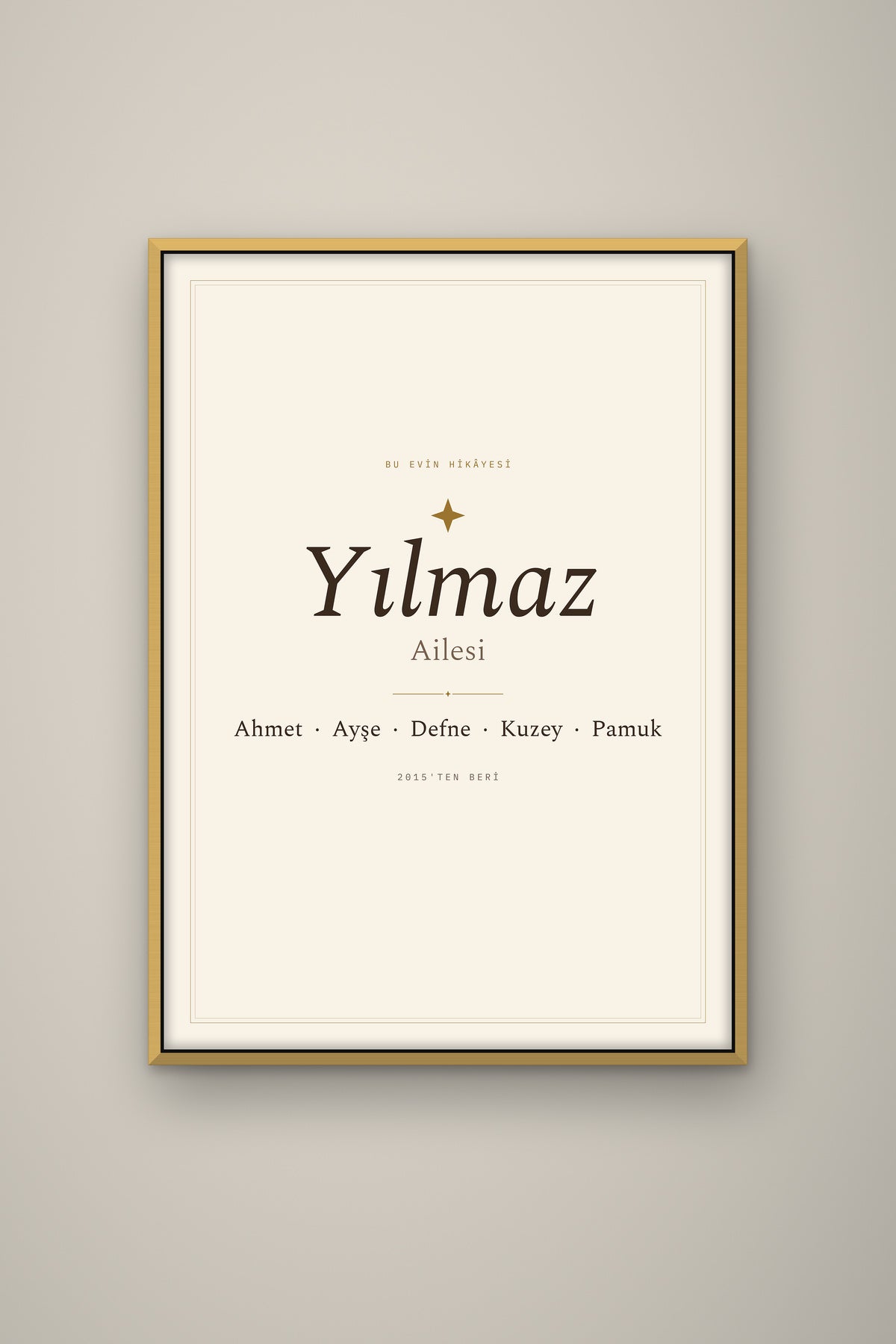 Kişiye Özel Aile İsim Tablosu, çerçeve ve tema seçeneği
