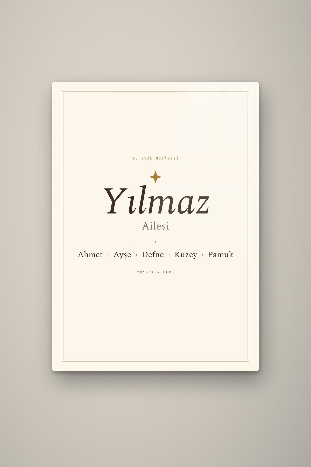 Kişiye Özel Aile İsim Tablosu, çerçeve ve tema seçeneği