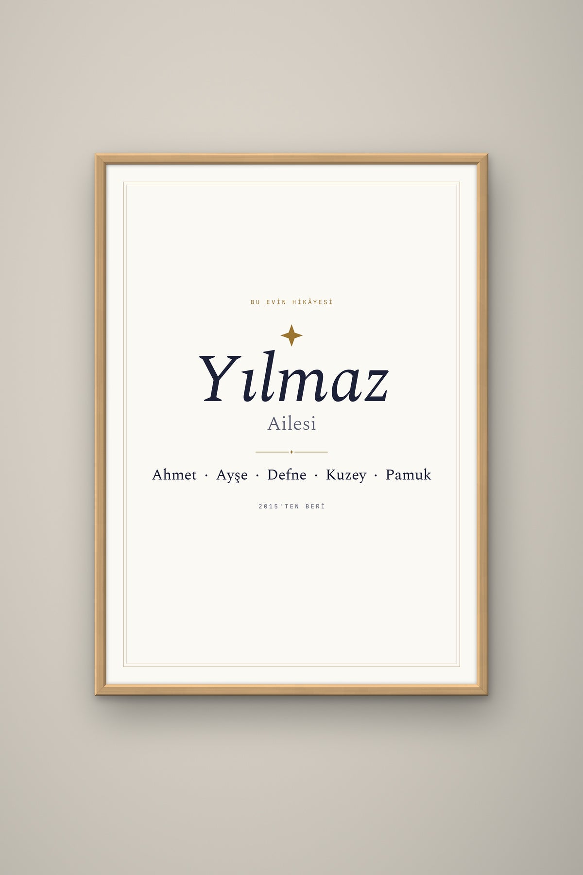 Kişiye Özel Aile İsim Tablosu, çerçeve ve tema seçeneği