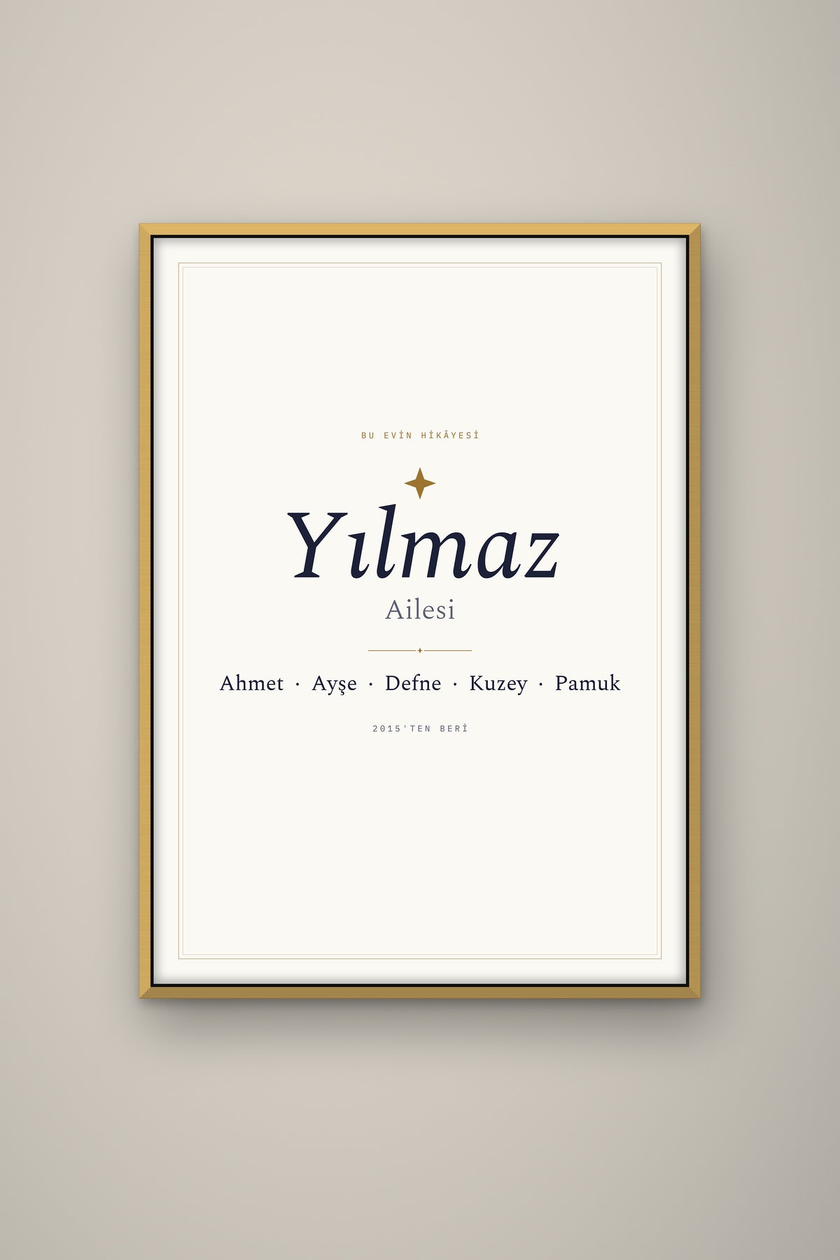Kişiye Özel Aile İsim Tablosu, çerçeve ve tema seçeneği
