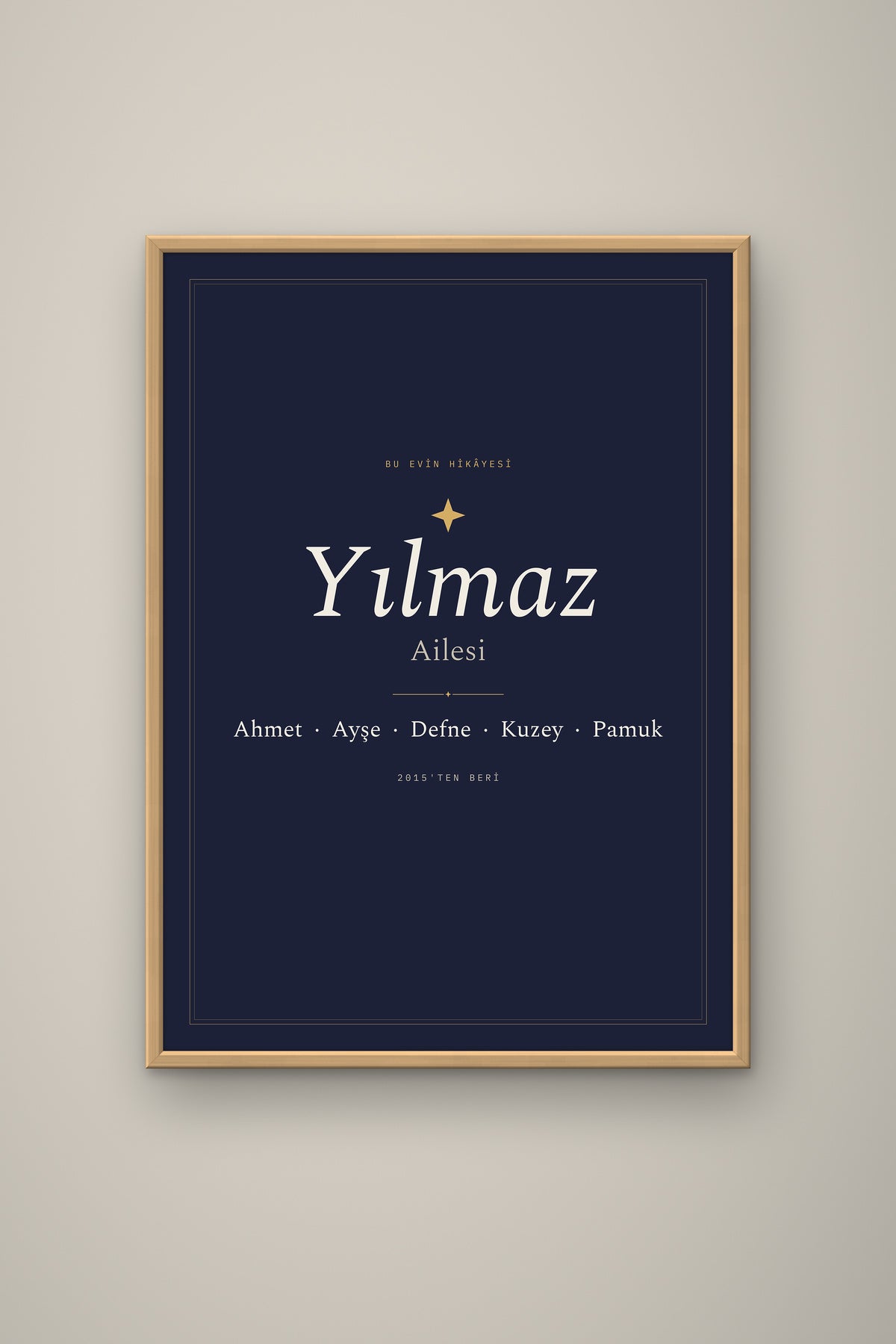 Kişiye Özel Aile İsim Tablosu, çerçeve ve tema seçeneği