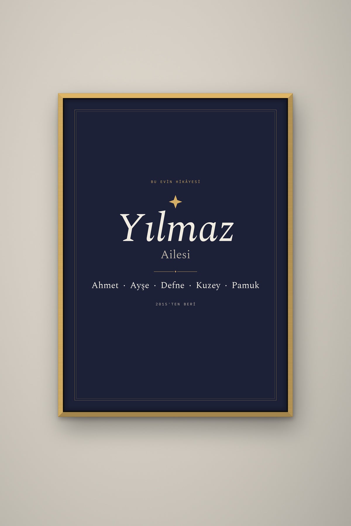 Kişiye Özel Aile İsim Tablosu, çerçeve ve tema seçeneği