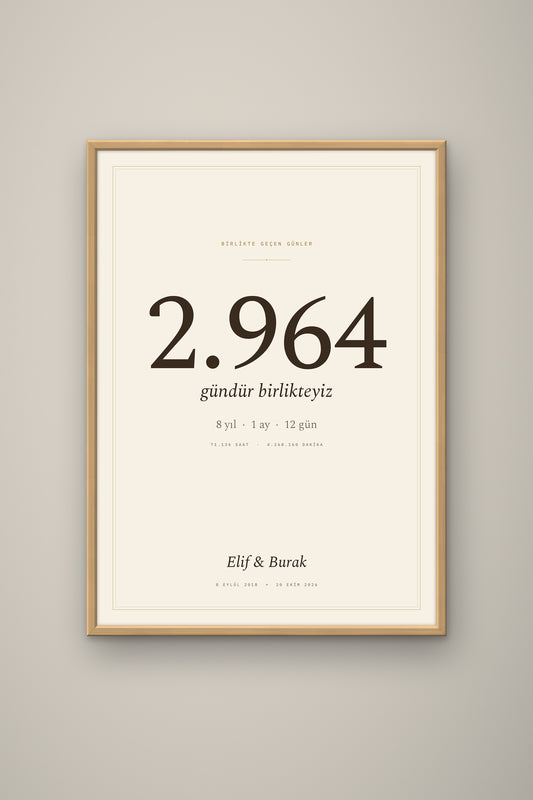 Kişiye Özel Birlikte Geçen Günler Sayaç Tablosu