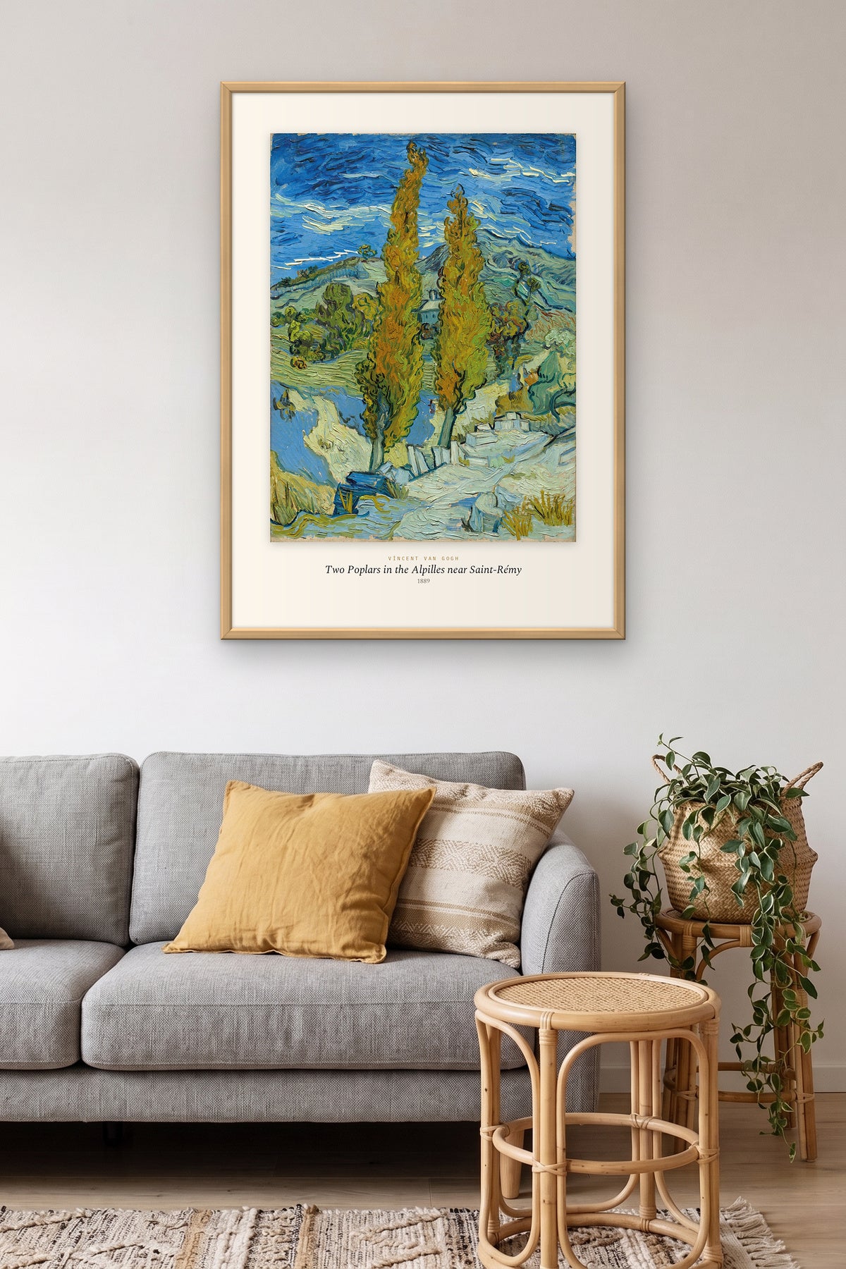 Van Gogh · İki Kavak (Saint-Rémy) Tablo salon duvarında