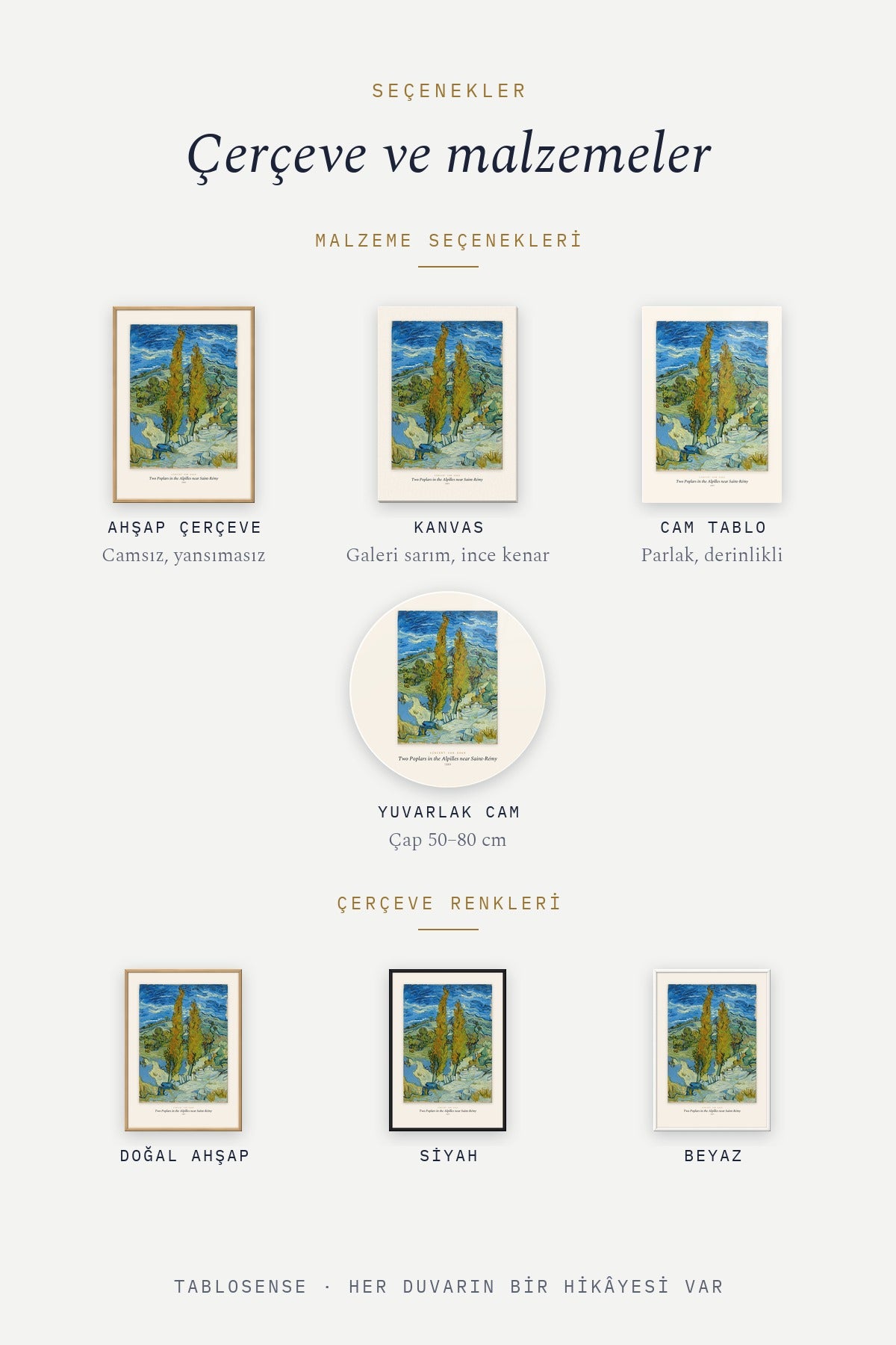 Van Gogh · İki Kavak (Saint-Rémy) Tablo, çerçeve ve tema seçeneği