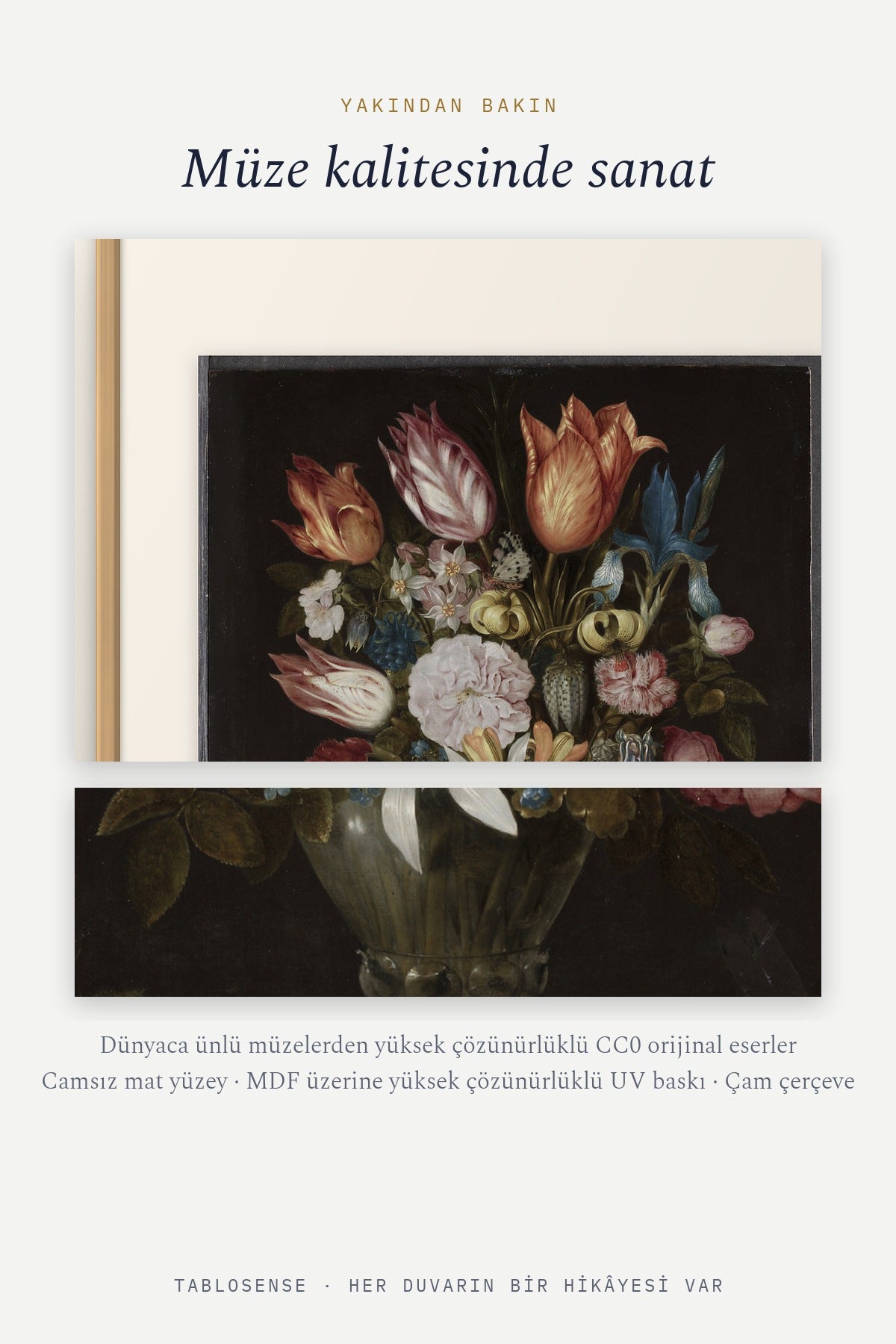 Bosschaert · Camda Çiçekler Tablo yakından detay