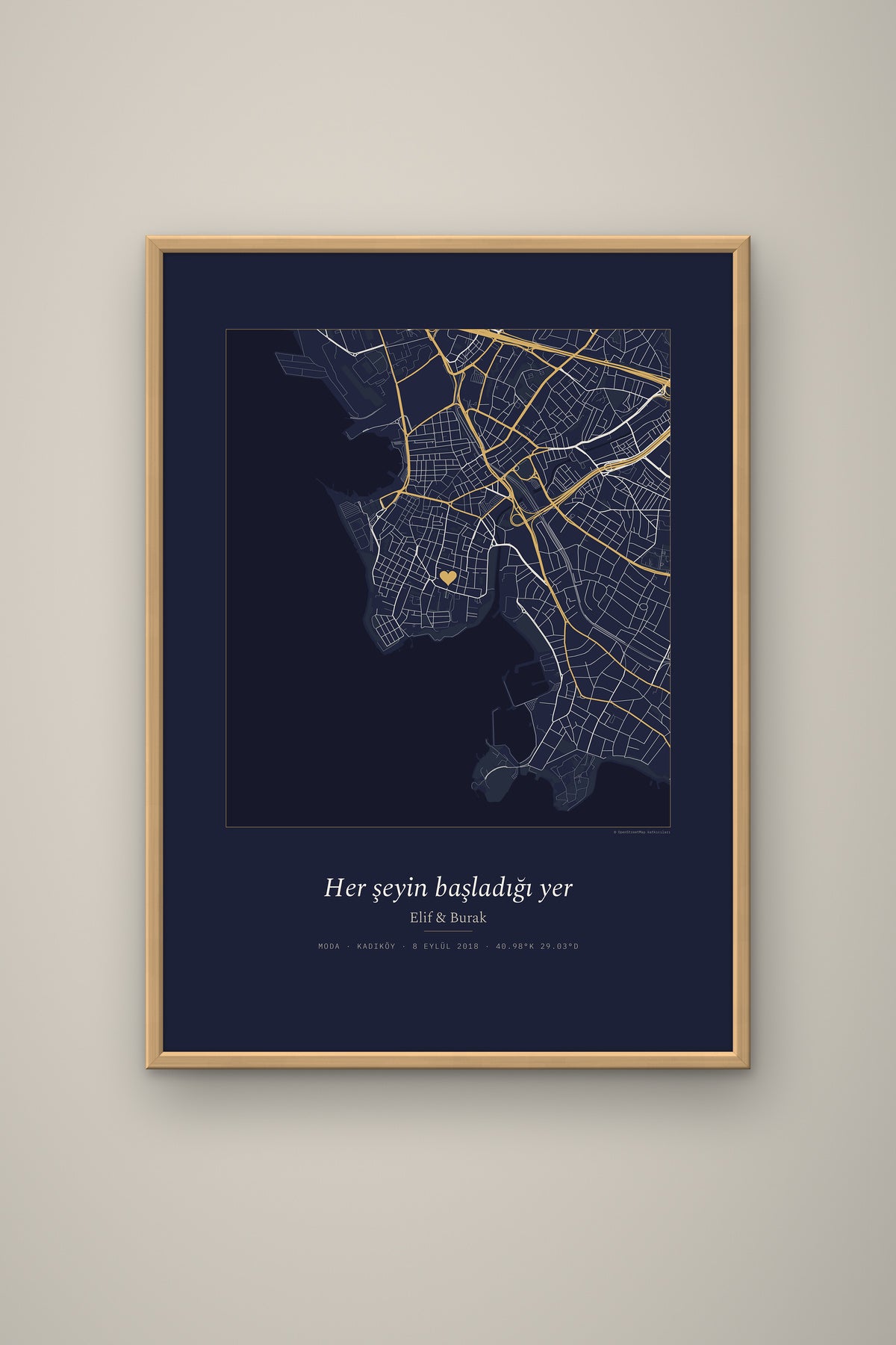 Kişiye Özel Şehir Haritası Tablo, çerçeve ve tema seçeneği