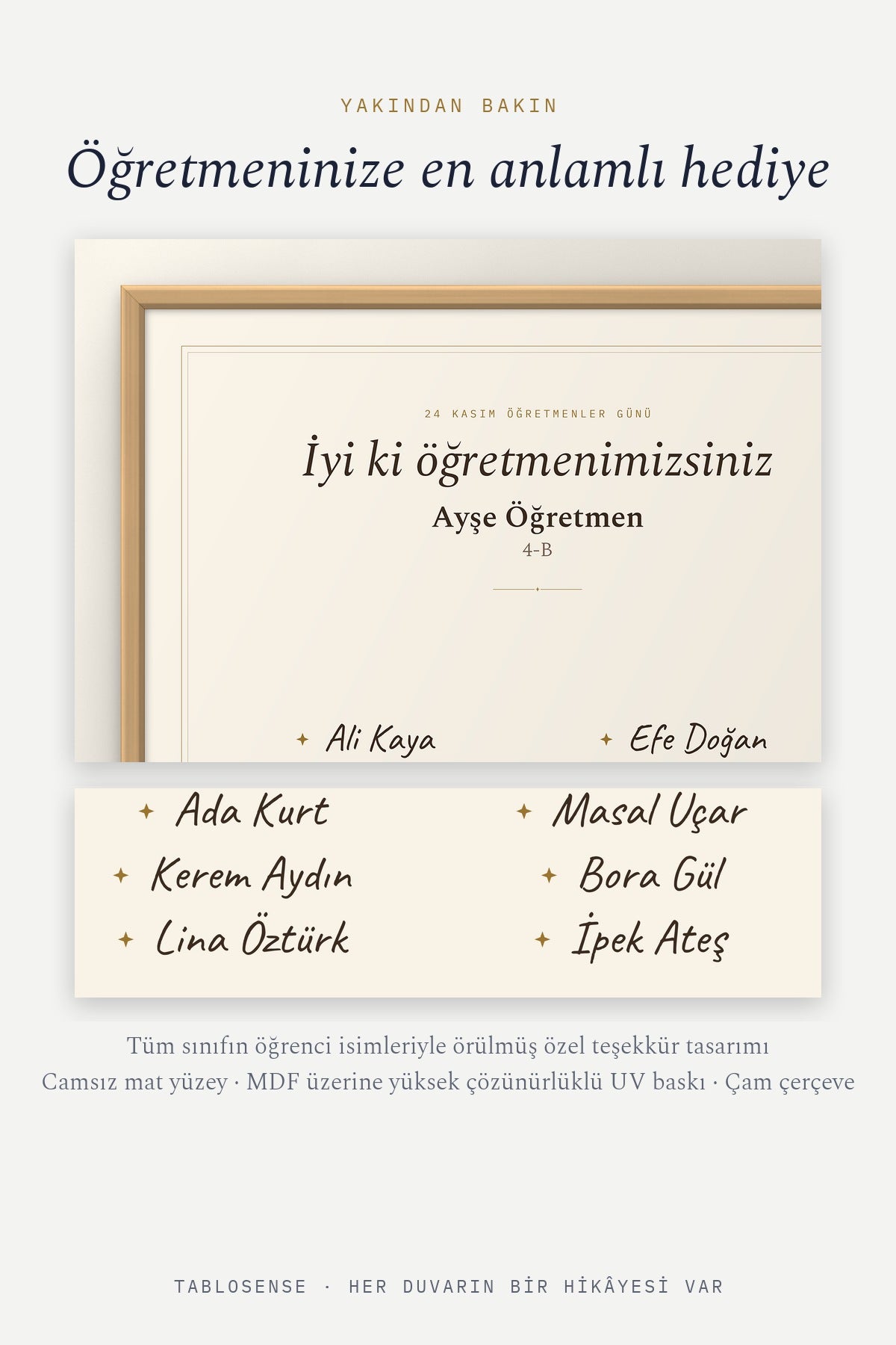 Öğretmenler Günü Hediyesi, Öğrenci İsimli Tablo yakından detay