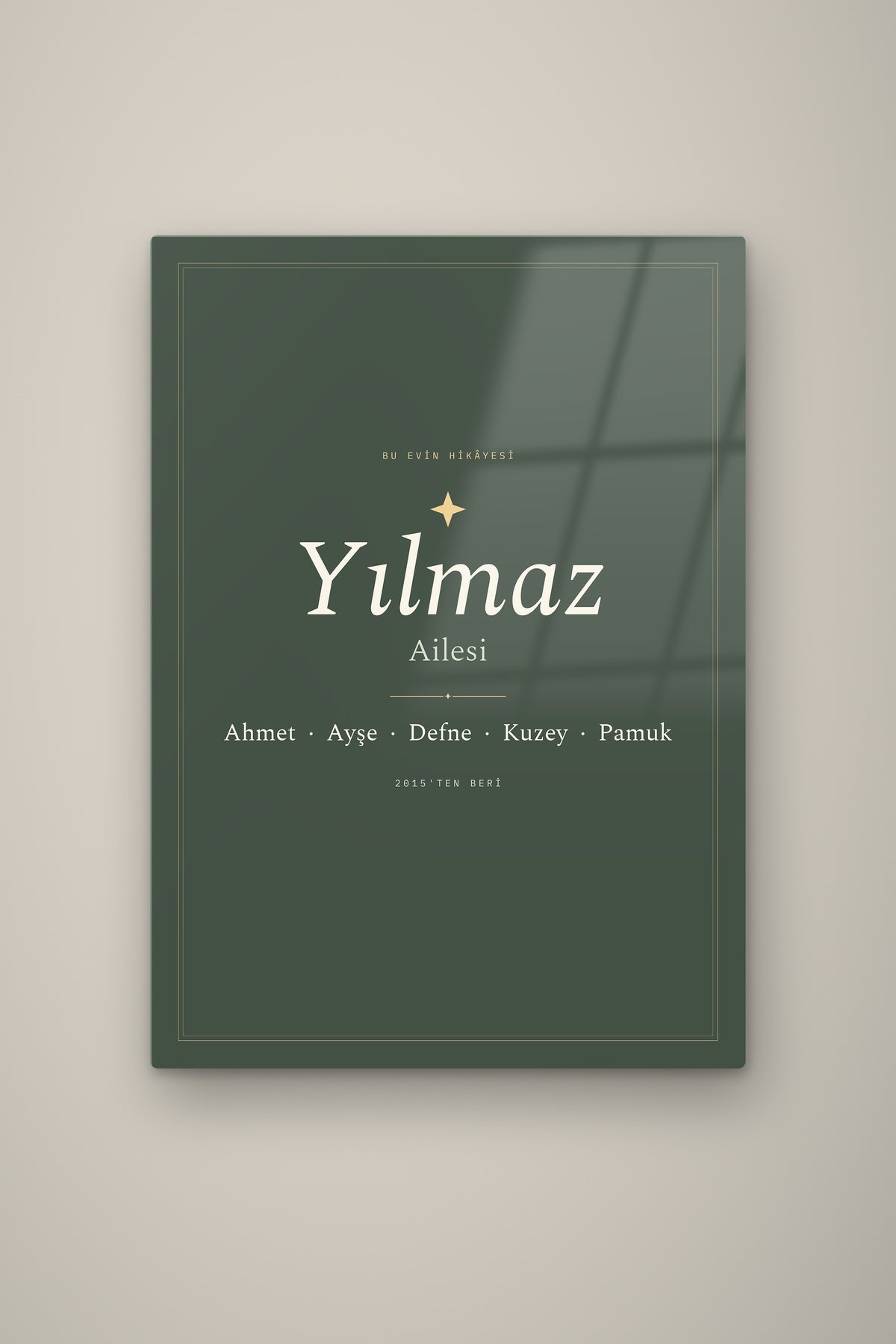 Kişiye Özel Aile İsim Tablosu, çerçeve ve tema seçeneği