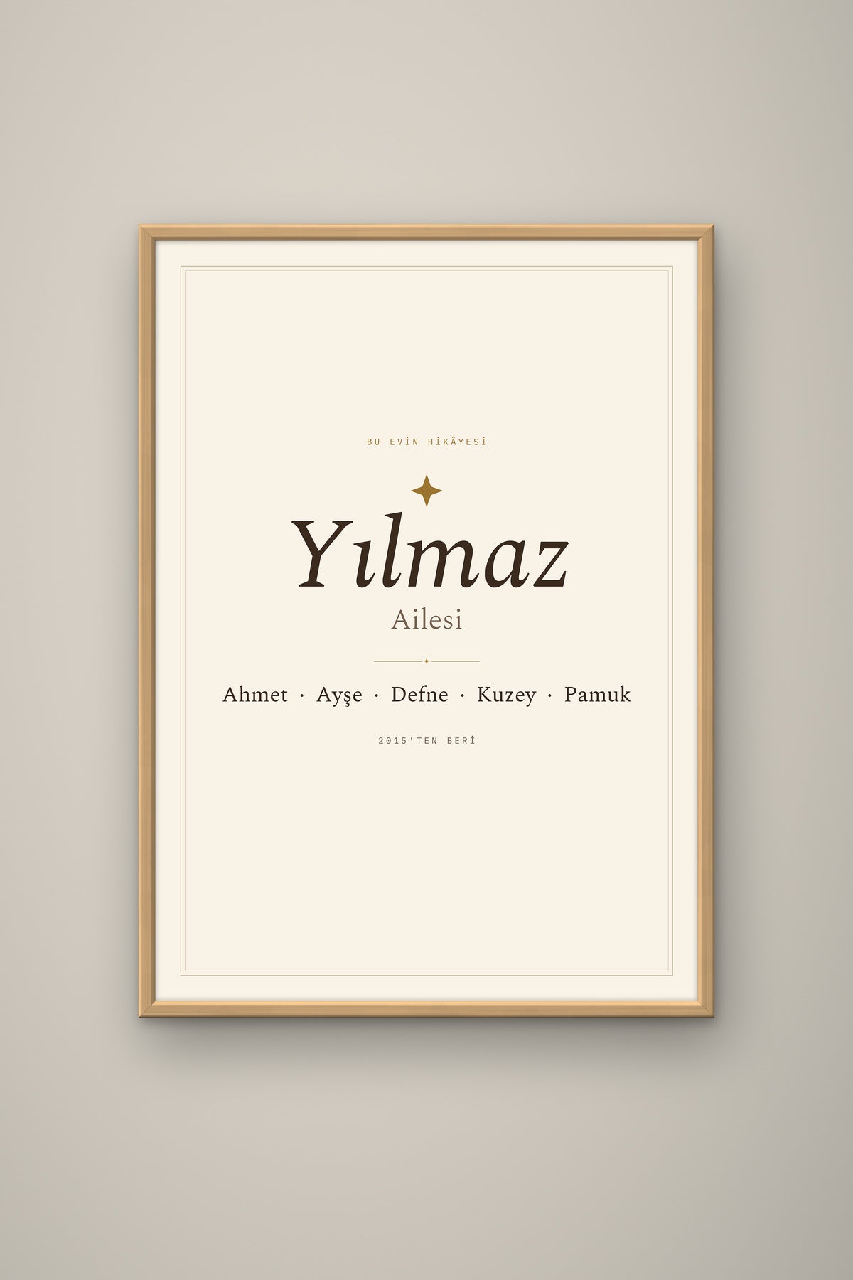 Kişiye Özel Aile İsim Tablosu, çerçeve ve tema seçeneği