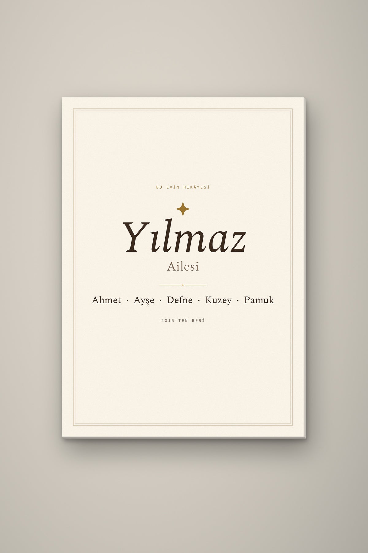 Kişiye Özel Aile İsim Tablosu, çerçeve ve tema seçeneği