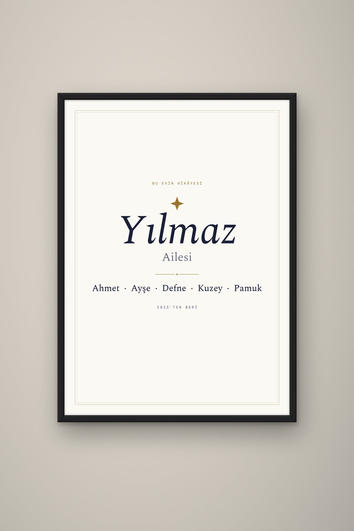 Kişiye Özel Aile İsim Tablosu, çerçeve ve tema seçeneği