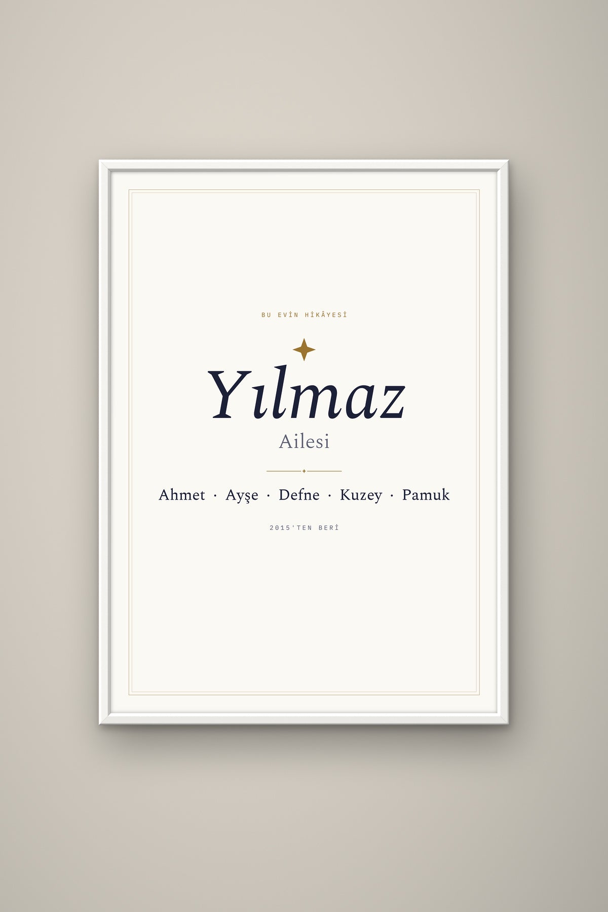 Kişiye Özel Aile İsim Tablosu, çerçeve ve tema seçeneği