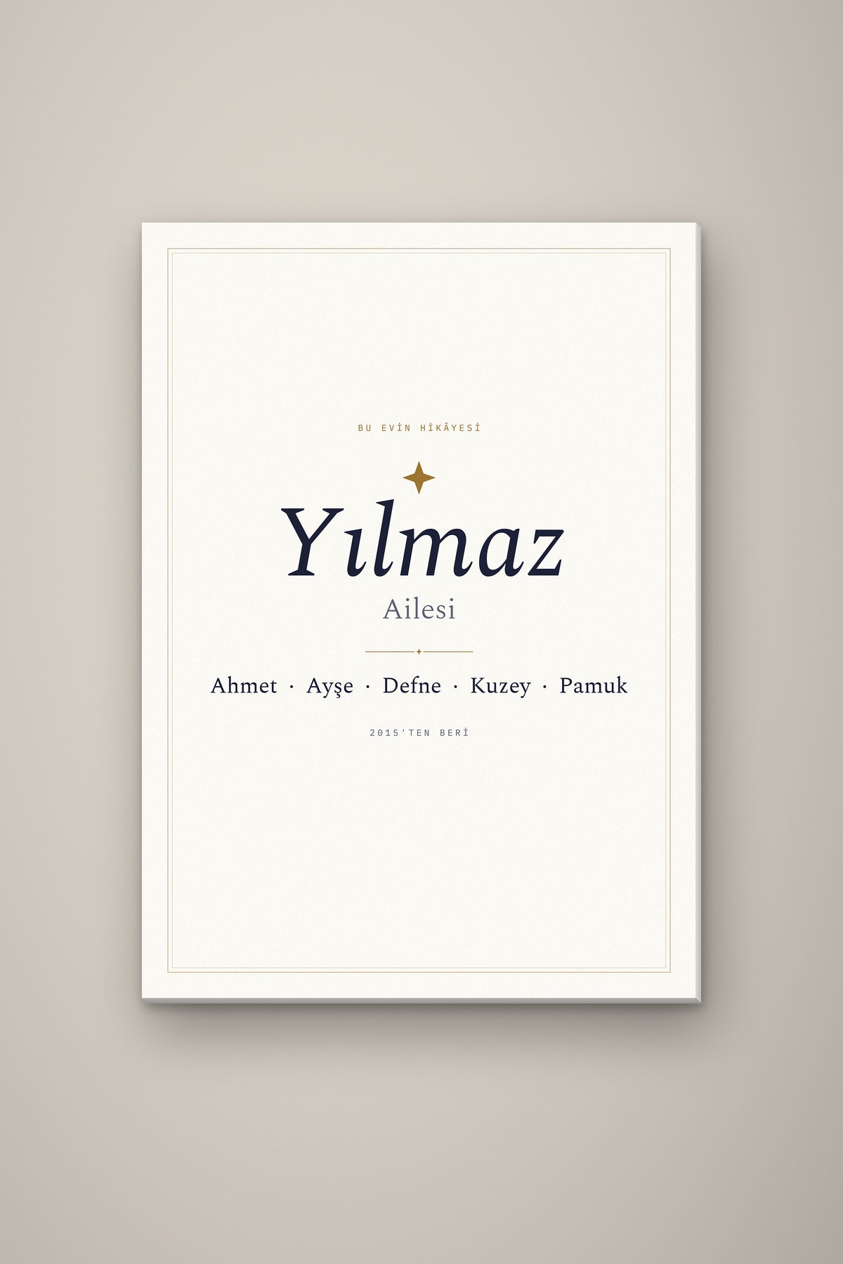 Kişiye Özel Aile İsim Tablosu, çerçeve ve tema seçeneği