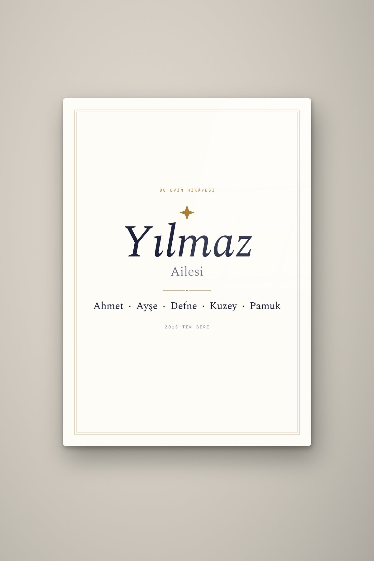 Kişiye Özel Aile İsim Tablosu, çerçeve ve tema seçeneği