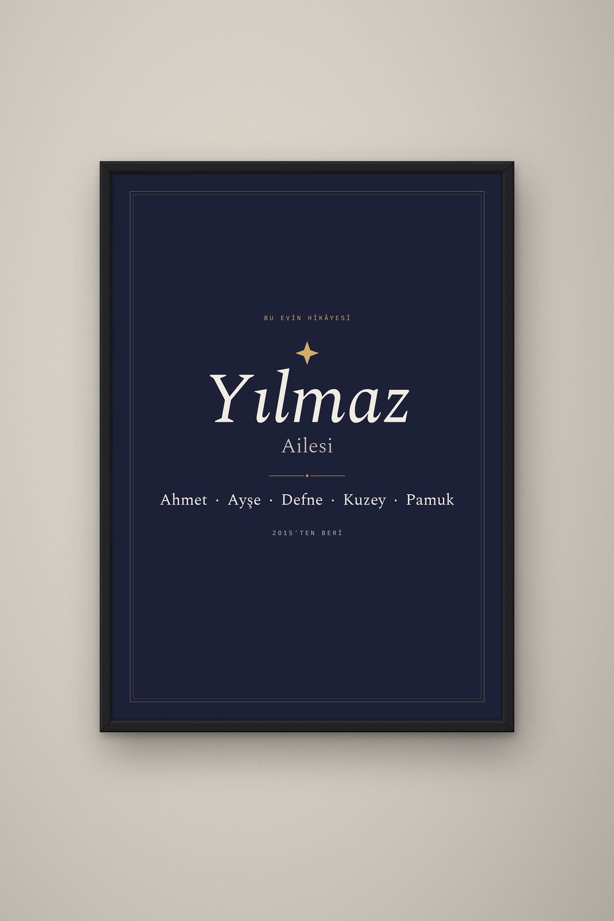 Kişiye Özel Aile İsim Tablosu, çerçeve ve tema seçeneği