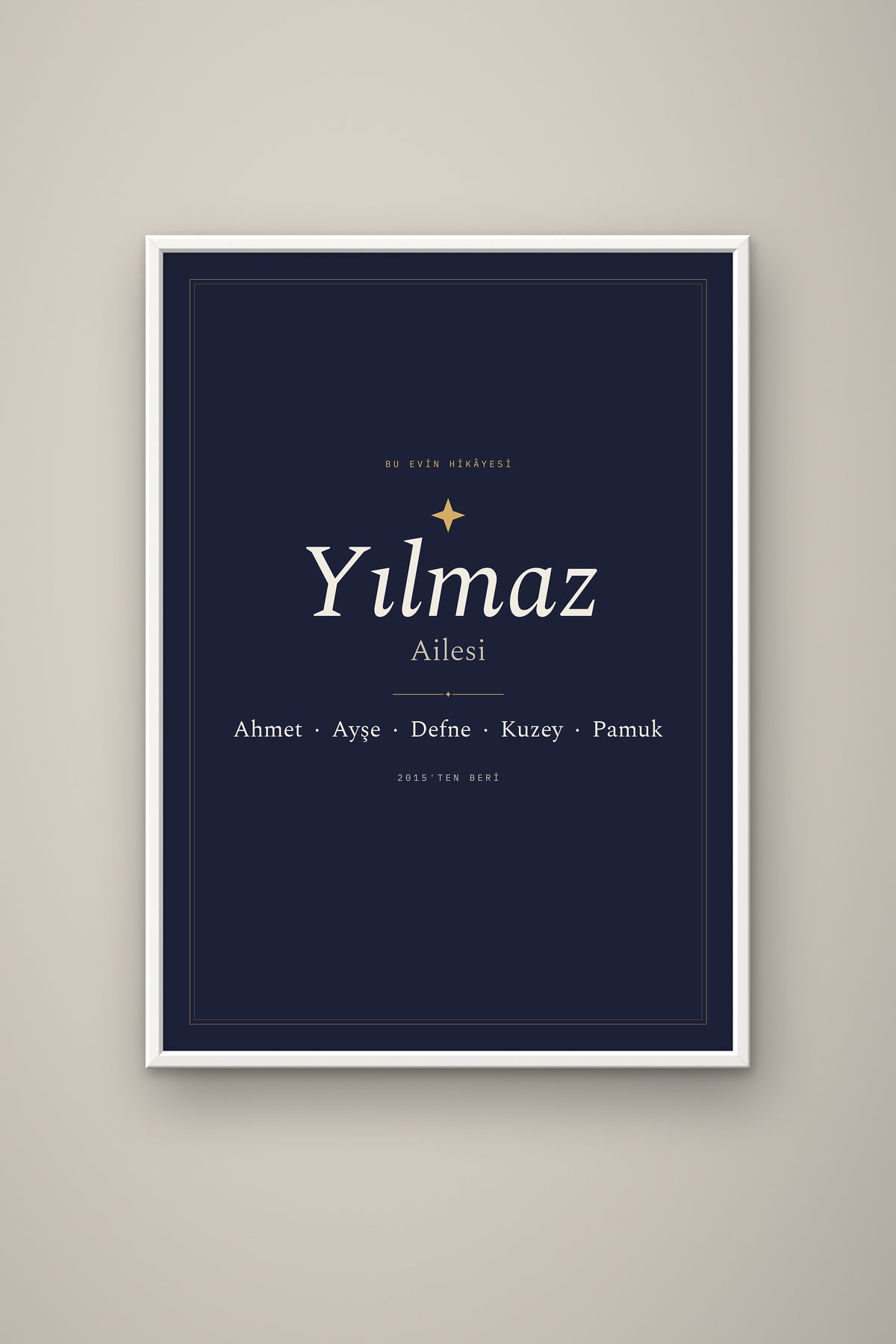 Kişiye Özel Aile İsim Tablosu, çerçeve ve tema seçeneği