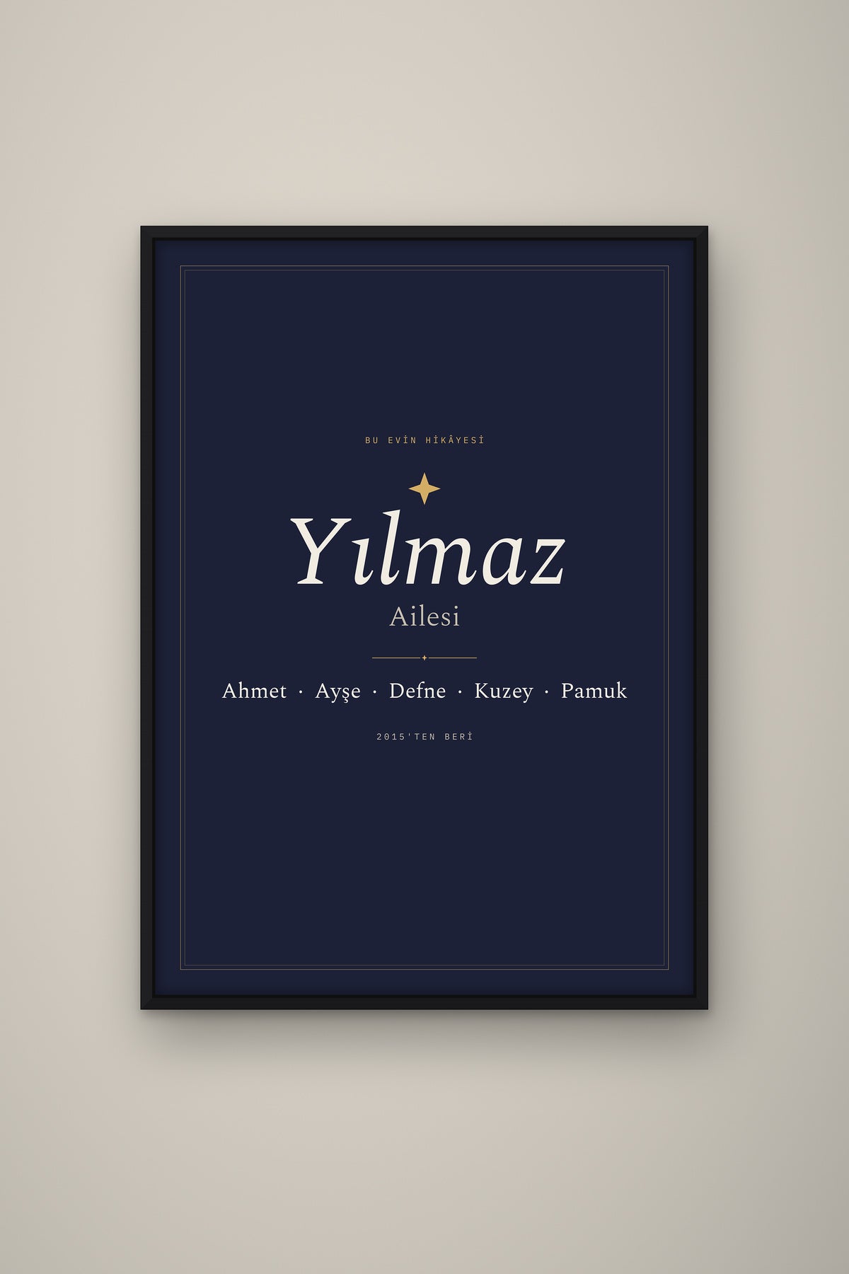 Kişiye Özel Aile İsim Tablosu, çerçeve ve tema seçeneği